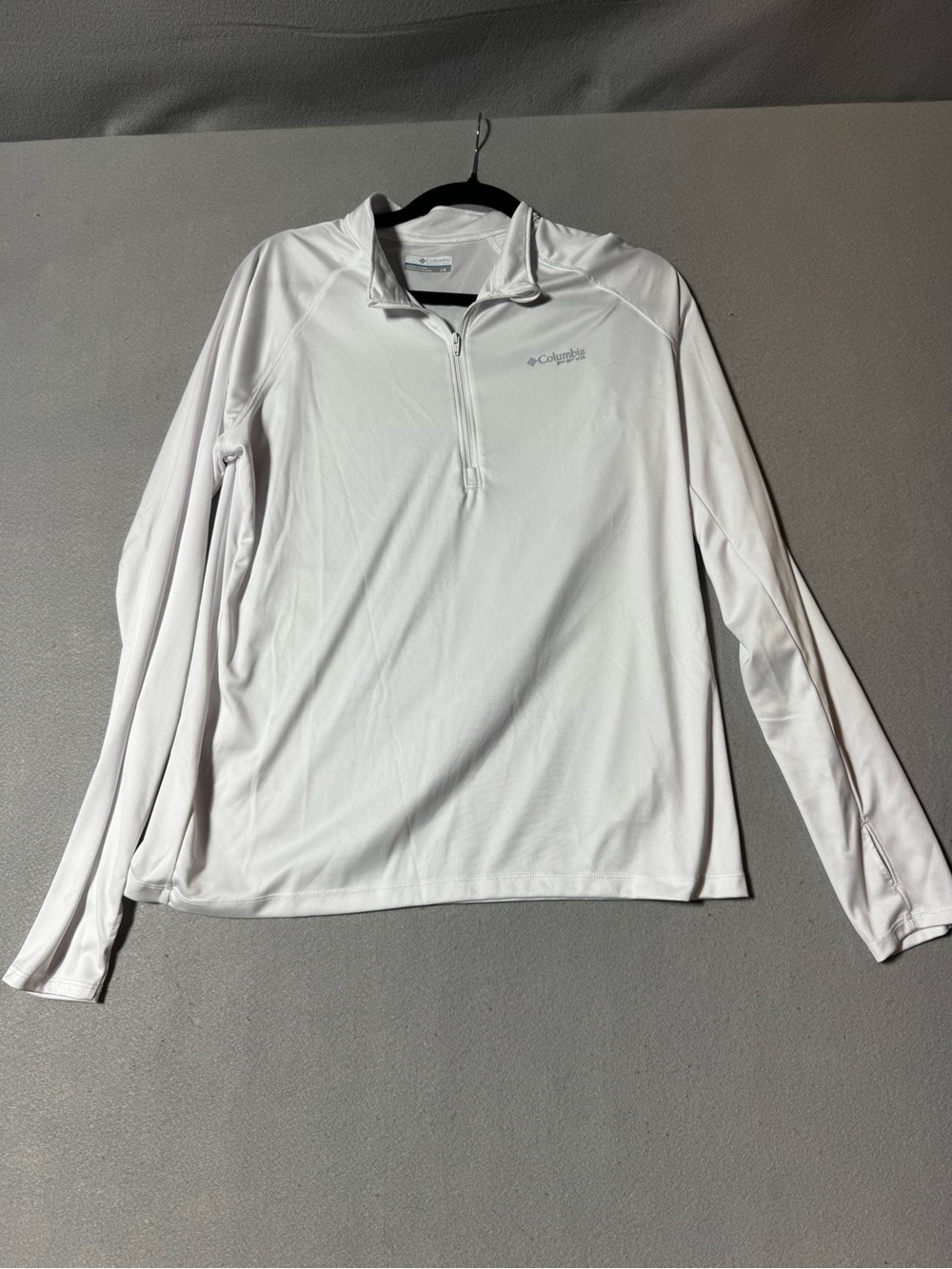 Columbia White Men’s Long-Sleeve Swim Rash Guard with Quarter Zip